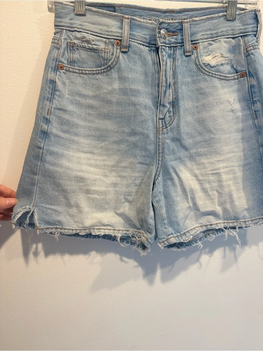 American Eagle Light Wash Denim Cutoff Shorts